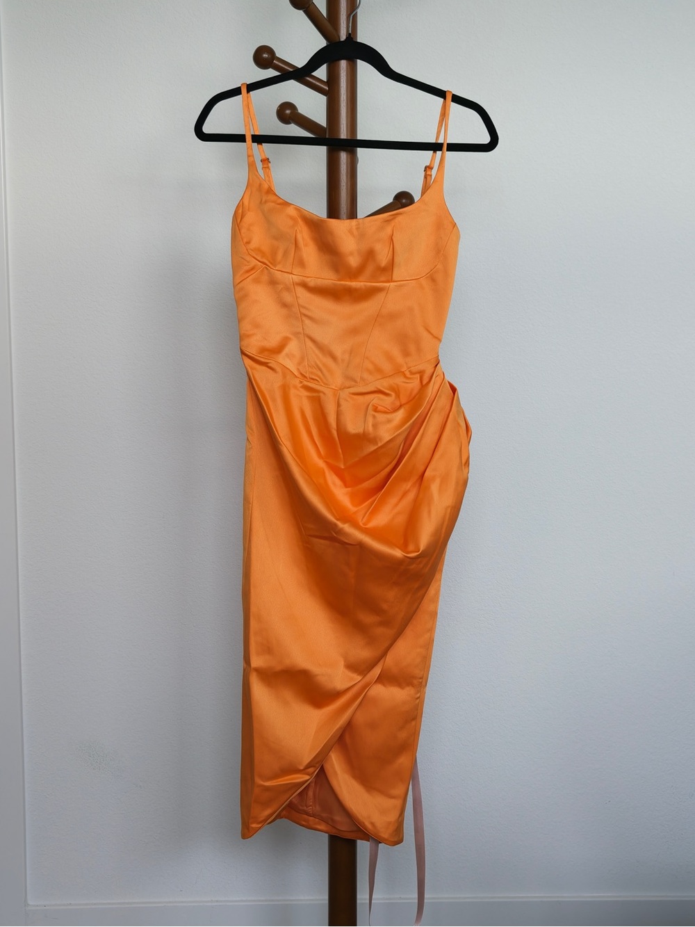 House of CB Satin Orange Midi Dress brand new